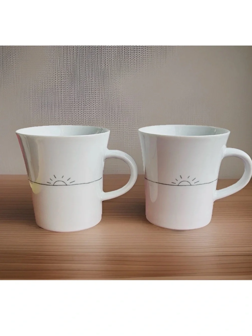 Crate&Barrel White Minimalist Kahla Sunrise Porcelain Mug Germany SET OF 2